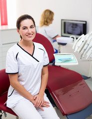 Wall Mural - two female dentists in dental clinic