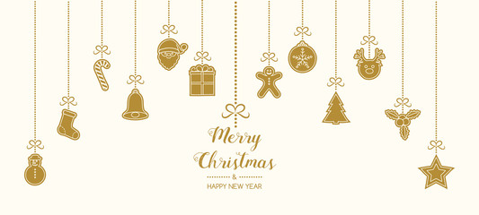Wall Mural - christmas card in retro style with hand drawn elements. vector.