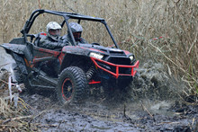 Amazing UTV Driving In Mud And Water At Autumn Day