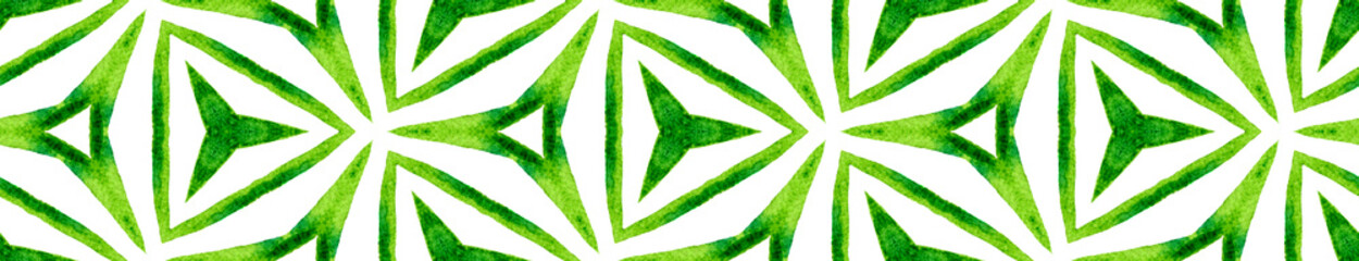 Poster - Green kaleidoscope Seamless Border Scroll. Geometr