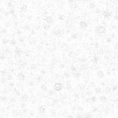 Hand Drawn grey Snowflakes Christmas Seamless Patt