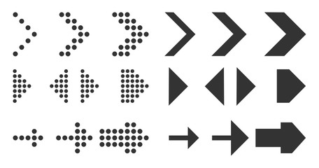 Fototapete - BIg set of gray arrows of different design on white background. Vector illustration.