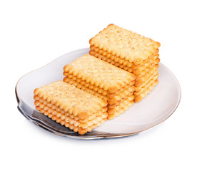  biscuits isolated in plate on white background