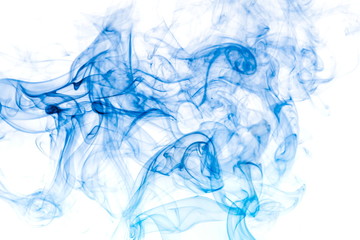 Blue smoke on white background