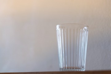 Empty glass water on wood table