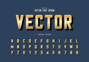 Fototapete - Gold font and round alphabet vector, Golden typeface and letter number design