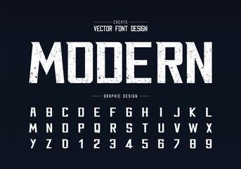 Fototapete - Texture font and alphabet vector, Rough bold modern typeface and letter number design, Graphic text on background