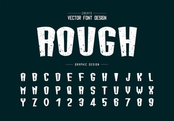 Fototapete - Texture font and cartoon alphabet vector, Rough tall typeface letter and number design