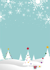 Sticker - Winter background, landscape. New year and Christmas greeting card.