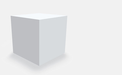 Poster - 3d rendering. empty white cube box on gray background.