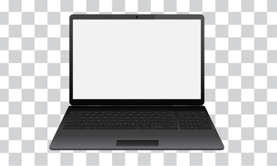 Wall Mural - realistic dark laptop mock up. isometric front view with keyboard and blank screen.