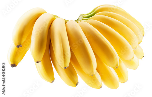 Fotomural Bunch of delicious baby bananas, isolated on white background