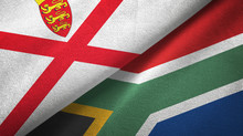 Jersey And South Africa Two Flags Textile Cloth, Fabric Texture