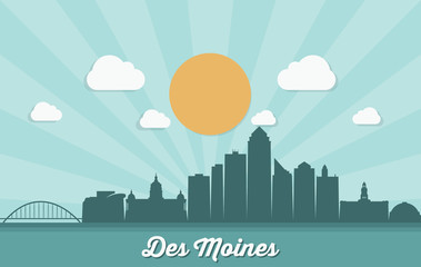 Wall Mural - Des Moines skyline - Iowa, United States of America, USA - vector illustration