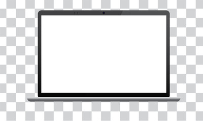 Wall Mural - realistic dark laptop mock up. isometric front view with keyboard and blank screen.
