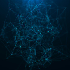 Poster - Abstract blue digital background. Big data visualization. Science background. Big data complex with compounds. Lines plexus.