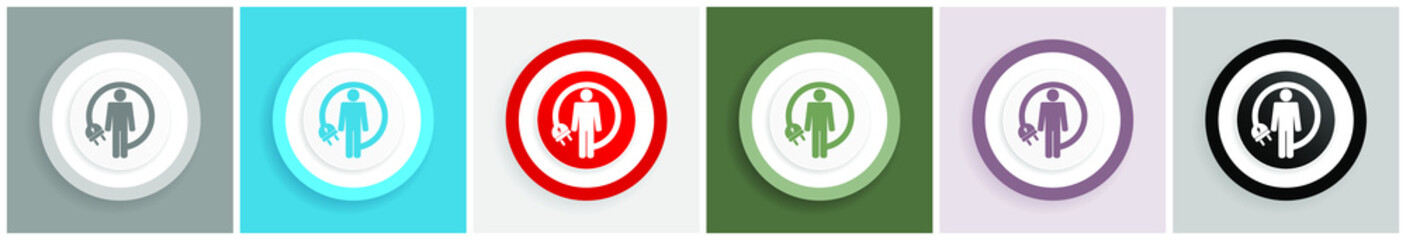 Aufkleber - Android charging wire icon, humanoid robot vector illustrations in 6 colors options for web design and mobile applications in eps 10