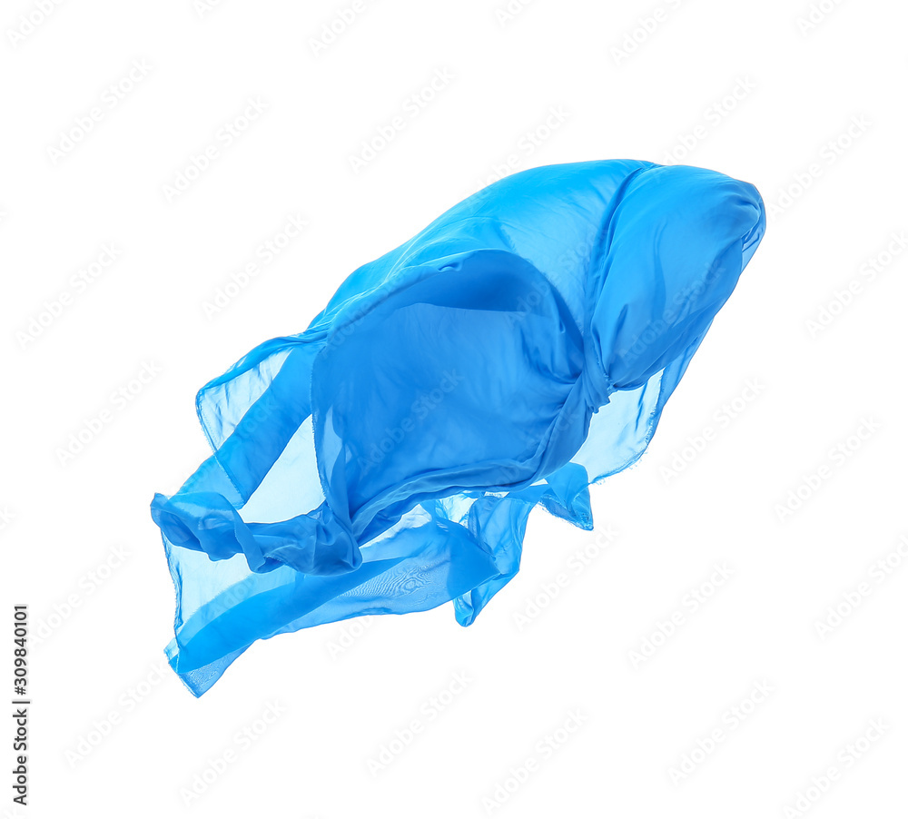 Flying fabric on white background