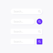 Set Search Bar. Web Ui Design Element For Web Site Or Browsers. Text Field And Search Button. Vector Illustration Graphic Design