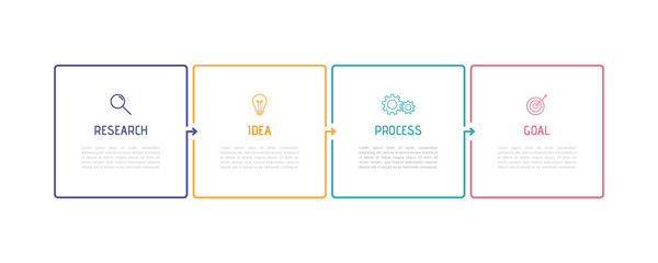 business process infographic template. thin line design with numbers 4 options or steps. vector illu