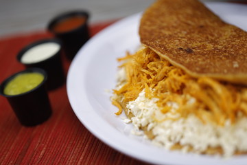 Cachapa de Queso y Pollo, Comida tradicional Venezolana. Traditional Venezuelan Food