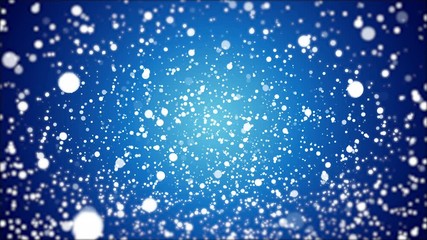 Wall Mural - A lot of falling snow on a winter blue background, art video illustration.