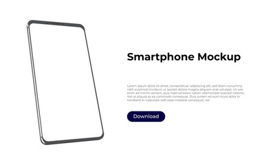 Wall Mural - rotated 3d smartphone mockup template for application presentation and user experience design