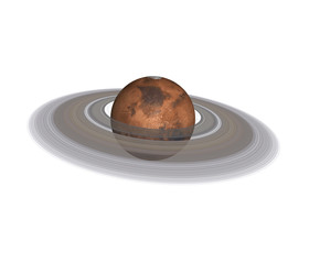 Wall Mural - high detailed mars planet of solar system with saturn ring isolated on white background. elements of