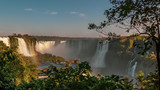 Fototapeta  - Igauzu Falls, Brazil - Colorful Iguazu Waterfall - Cataratas do Iguasu, Brasil (UNESCO World Heritage) on Argentina Paraguay Parana River Border