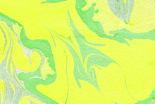 Abstract Ink Background.Winter Yellow And Green Marble Ink Paper Textures On White Watercolor Background.Wallpaper For Web And Game Design.