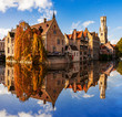Canals and Buildings of Bruges in Belgium in autumn