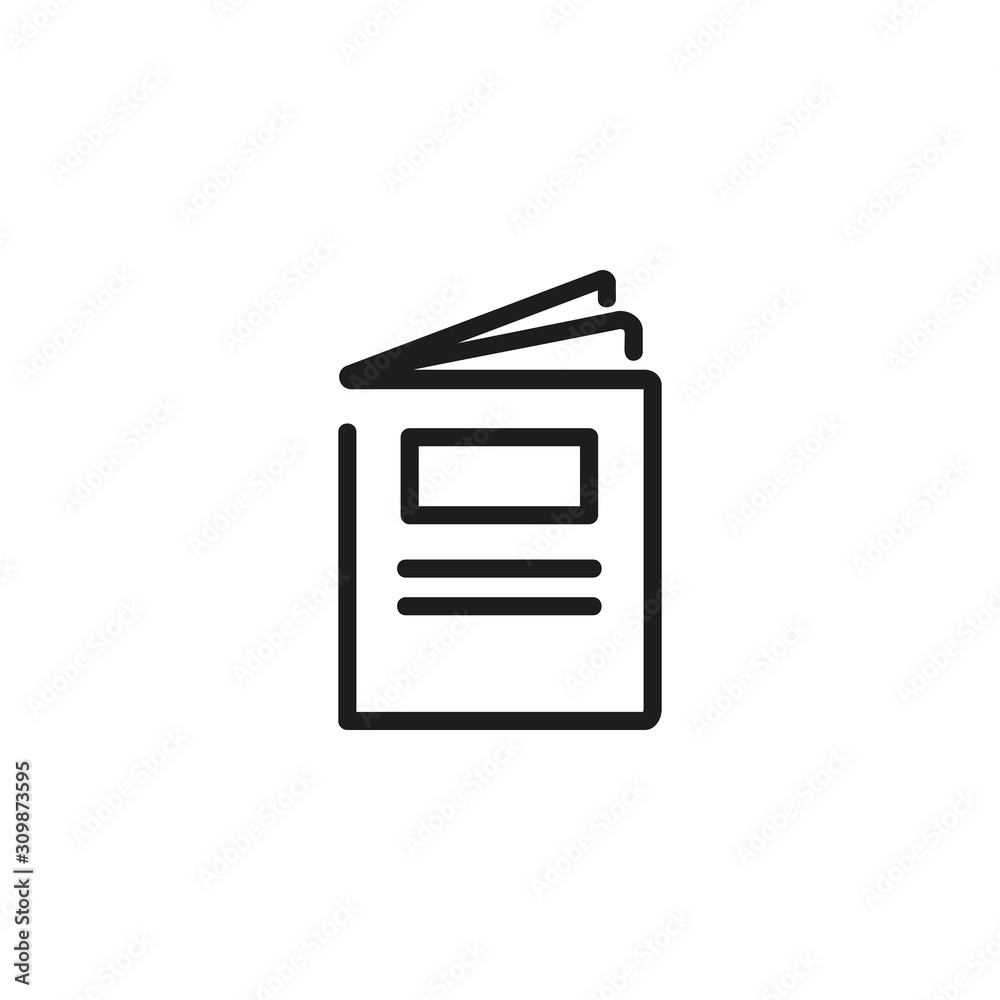 Brochure thin line icon. Book, leaflet isolated outline sign. Booklet ...