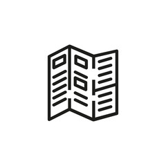 Leaflet thin line icon. Flyer, brochure, document isolated outline sign. Booklet or advertising concept. Vector illustration symbol element for web design and apps
