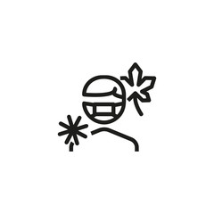 Seasonal allergy thin line icon. Man wearing face mask, allergens isolated outline sign. Allergy concept. Vector illustration symbol element for web design and apps
