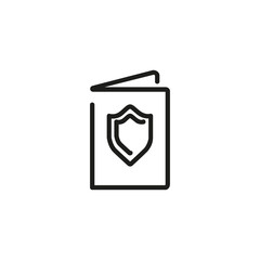 Security protocol thin line icon. Shield, network, certificate isolated outline sign. Booklet and security concept. Vector illustration symbol element for web design and apps