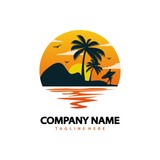 Fototapeta Zachód słońca - beach logo