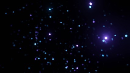 Wall Mural - Abstract motion background shining blue particles. Shimmering Glittering Particles With Bokeh. Seamless 4K loop video