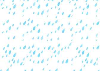 Abstract rain background falling water drops texture nature rainfall - Blue seamless raindrops pattern on white background