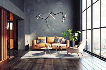 Wall Mural - Modern living room design.