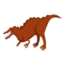 Dino Icon. Isometric Of Dino Vector Icon For Web Design Isolated On White Background
