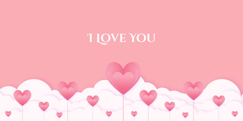 Fototapete - I Love You in the love heart balloon shape.