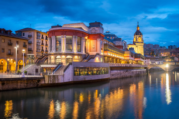 Wall Mural - views of bilbao old town at night, Spain