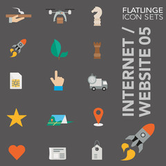Fototapete - High quality colorful icons of internet and website. Flatlinge are the best pictogram pack, unique design for all dimensions and devices. Vector graphic, Logo, symbol and website content.