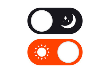 Poster - Day and Night Mode Switcher. On Off Switch Element for Mobile App, Web Design, Animation. Light and Dark Buttons. Switch to dark or light mode. Light and Dark Buttons