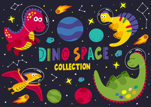 Set Of Dinosaurs In Space Part 1  - Vector Illustration, Eps    