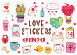 set of isolated love stickers part 1 - vector illustration, eps    