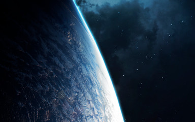 Wall Mural - Earth planet close up orbit shot. Elements of this image furnished by NASA