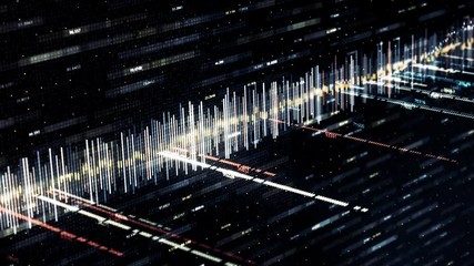 Aufkleber - Close up of futuristic technological background with changing graphs on black background, seamless loop. Animation. Abstract digital information, business concept.