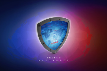Poster - 3d illustration Security concept - shield 