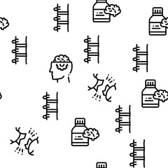 Poster - Neurology Medicine Seamless Pattern Vector Thin Line. Illustrations